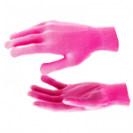 Перчатки нейлон ПВХ точка 13 класс розовая фуксия L